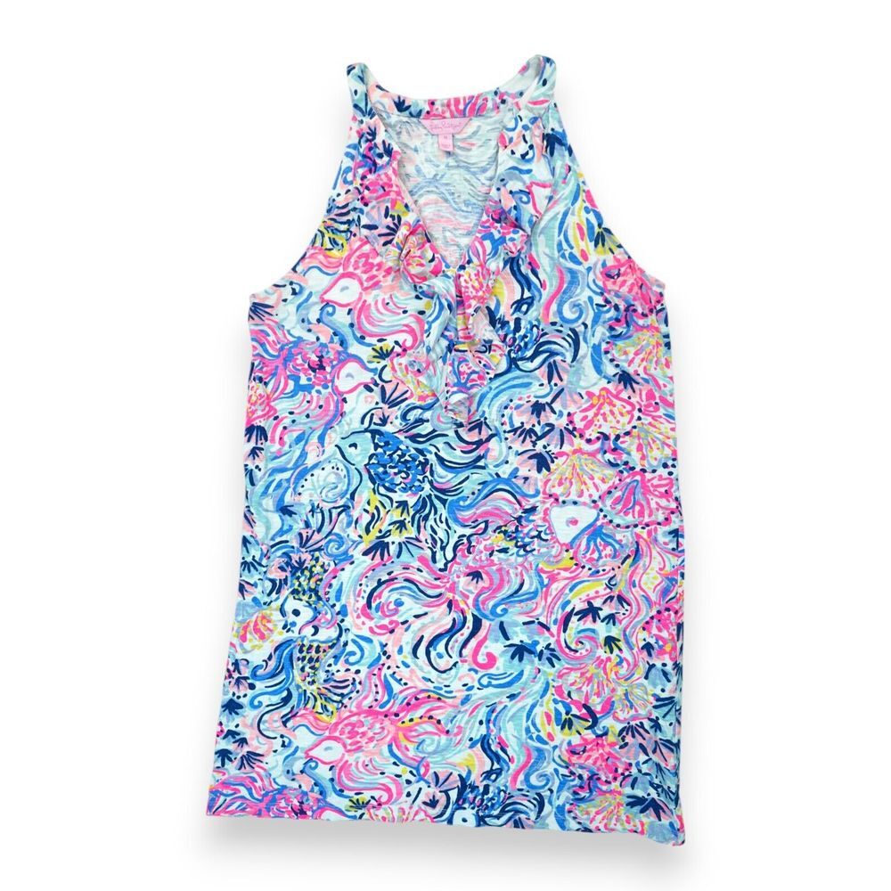 Lilly Pulitzer A-Line Shift Dress Sleeveless‎ Colorful Cotton Modal Size Medium